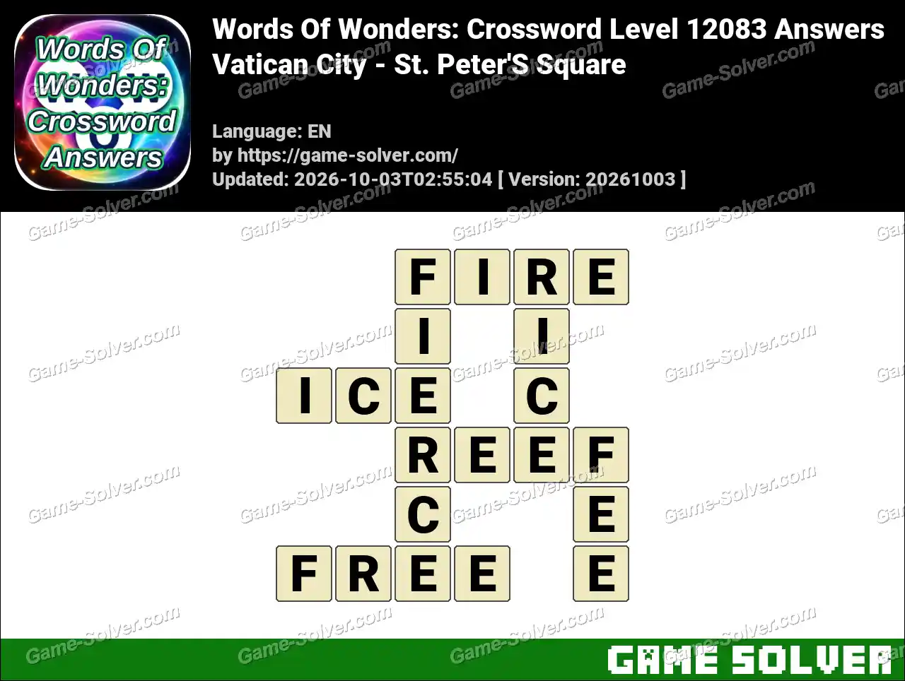 Words Of Wonders: Crossword Level 12083 Answers – Vatican City – St. Peter’S Square